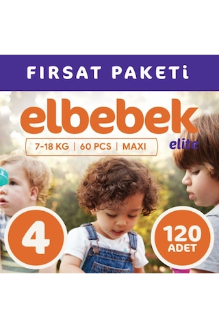 Elbebek Elite Bebek Bezi 4 Numara Maxi Fırsat Paketi 120 Adet 2'li