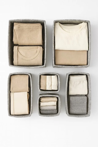 Gri Keçe Çekmece Ve Dolap Düzenleyici Organizer Seti 6 Parça Krem, Çok Amaçlı Düzenleyici Kutular Gri