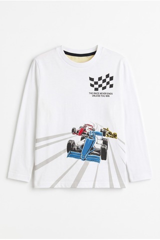 Minipomes Erkek Çocuk Racer Penye Sweatshirt Beyaz