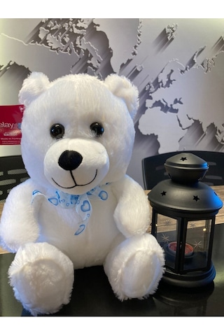 Oturan Beyaz Ayı Peluş Oyuncak 30cm Beyaz