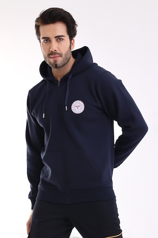 112 Acil Sağlık Unisex Kapşonlu Hırka - Lacivert-7469 Lacivert