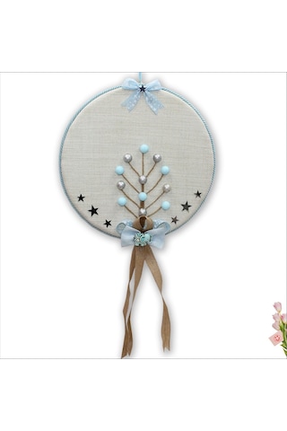 Süslebabypartystore Fil Temalı Ahşap Pano 35Cm Kapı Süsü - Mavi