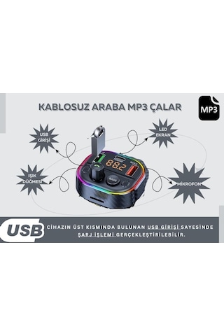 Cosmostech Car T86M Araç Fm Transmitter 5.0 Bluetooth Araç Kiti Hızlı 20 W Şarj Qc3.0 Çift USB Mp3 Sd Kart Çakmaklık Girişli Oto Müzik Çalar