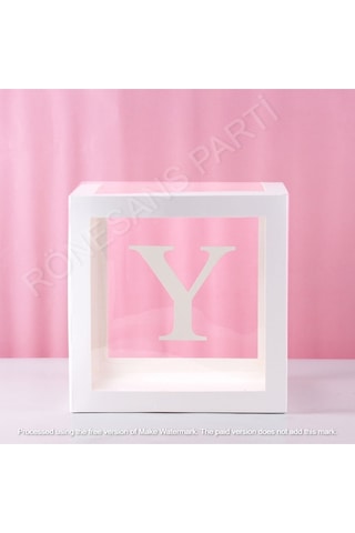 Star Beyaz Şeffaf Balon Kutusu Y Harfli 25x25 Cm Beyaz Y