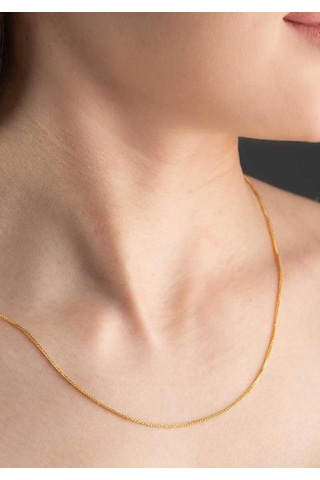 Bayar Gold 14 Ayar Altın Orta Kalın Palmiye Zincir Kolye 1 MM