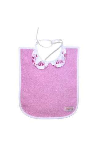Bezhane %100 Pamuk Beyaz Biyeli - Pembe Mama Önlüğü Pembe