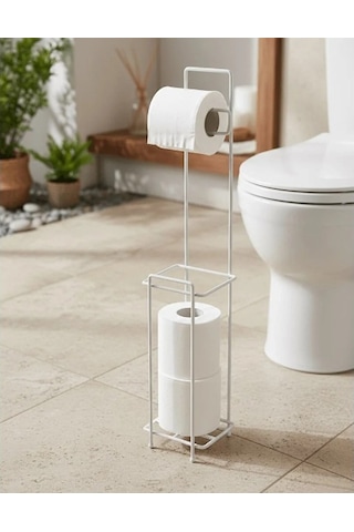 River World Tuvalet Kağıtlığı Yedek Hazneli Standlı Rengi Beyaz Çok Renkli