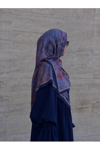 Qalortex Scarf Pamuklu Soft Âlâ Desen Eşarp-morcivert Morcivent