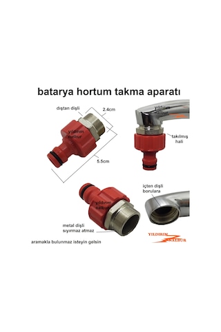 BATARYA HORTUM BAĞLAMA APARATI METAL DİŞ DIŞ DİŞ MUSLUK HORTUM TA