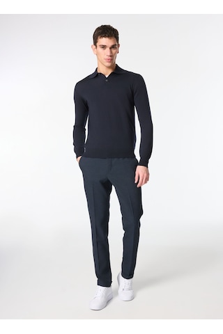 Alpha Studio Lacivert Erkek %100 Yün Slim Fit Kazak Au-7004b Jumper Polo