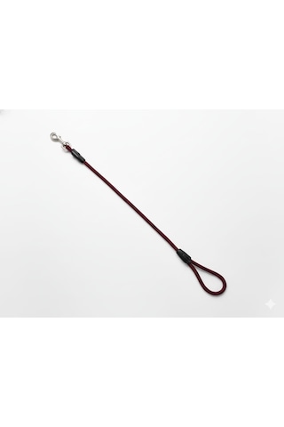 130 Cm Sabit İp Köpek Gezdirme Kayışı Dayanıklı Halat Tasma, Metal Klipsli Bordo