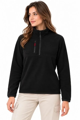 Butik İstanbul Polar Dik Yaka Yarım Fermuarlı Fermuarlı Göğüs Cepli Regular Fit Kışlık Sweatshirt - Siyah
