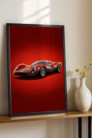 Saturn Ferrari 330 P4 Yarış Arabası Çerçeveli Tablo Erkek Odası Ve Garaj Dekoru Classic Car Collection