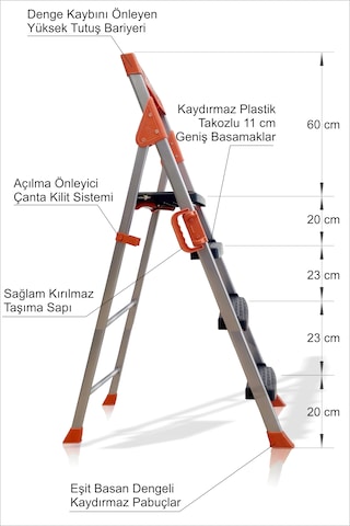 Ev Okul İşyeri Mutfak Kütüphane Raf İçin Dekoratif Kaydırmaz 4 Basamak Sağlam Dengeli Kısa Merdiven 3+1 Basamaklı