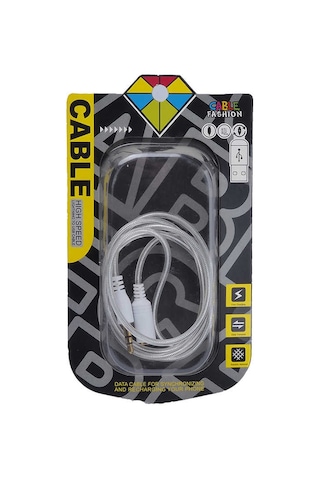 Ekılıf - Aux Kablo Transparan Jacklı Aux 1m - Beyaz - T11717 Beyaz