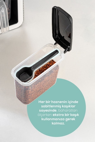 Vienev 12li 250 Ml Standlı Kendinden Yapışkanlı Kaşıklı Baharatlık Seti Antrasit