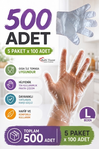 Şeffaf Eldiven 500 Adet Hışır Poşet Eldiven Kullan At Tek Kullanımlık Eldiven