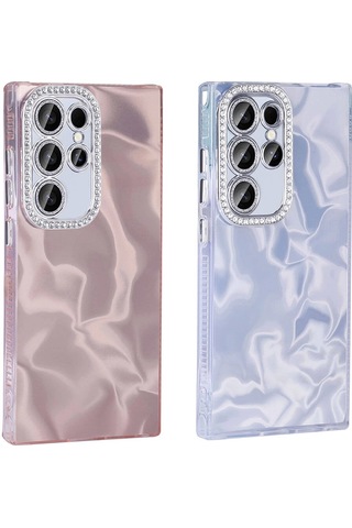 Galaxy Uyumlu S24 Ultra Kılıf Airbagli Parlak Taş Detay Tasarımlı Redclick Esila Kapak - Pembe