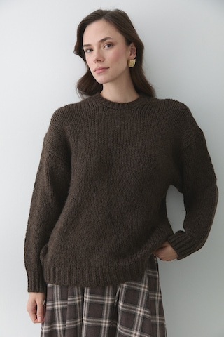 Vanilya Uzun Kollu Relax Kazak - 251091 Kahverengi