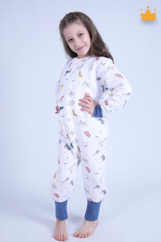 Babyhola Çocuk Mevsimlik Uyku Tulumu 2-8 Yaş 1 Tog 4 Kat Müslin Uzun Kollu Uyku Tulumu Lacivert