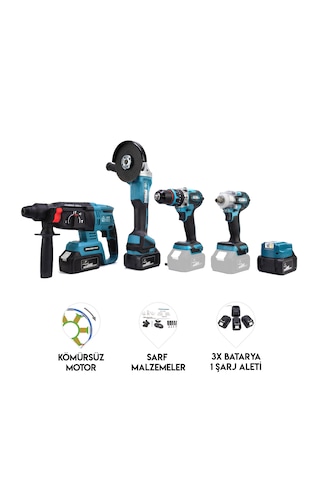 Chelikbei MK350 Akülü Vidalama Seti 5'li Mavi