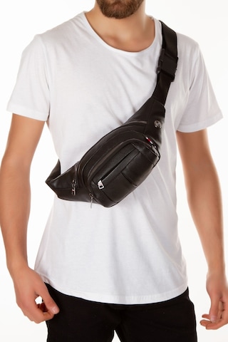 Unisex Siyah Kulaklık Çıkışlı Omuz Ve Bel Çantası