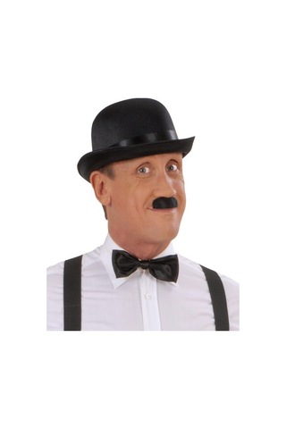 Charlie Chaplin Stil Yetişkin Şapkası - Siyah Melon Parti Şapkası