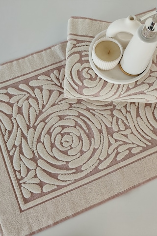 2'li Ayak Havlusu Seti - Zemini Renkli & Üç Boyutlu - %100 Pamuk - Yüksek Su Emici-gül Kurusu Gulkurusu Gül Kurusu