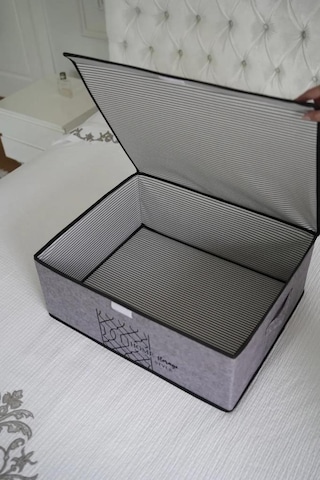 Flosoft 3 Adet Keçe Kapaklı Baza Hurcu, Çok Amaçlı Düzenleyici Organizer 50x40x19 Cm Gri