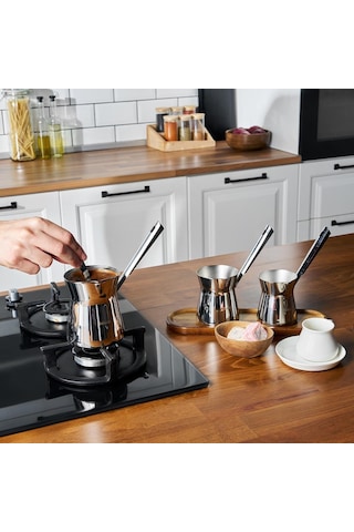 Hisar Galata 3 Parça Çelik Cezve Seti Siyah