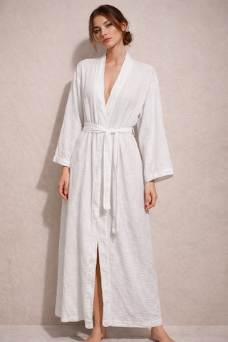 Estewomanfashion Müslin %100 Pamuk Kimono & Kaftan Beyaz