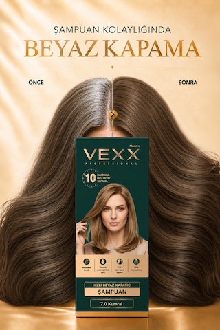 Vexx Professional Beyaz Kapatıcı Pratik Boya Şampuan Kumral 7.0 Blonde Amonyaksız Formül 300 Ml.