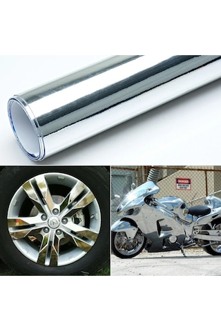 Krom Nikelaj Parlak Yapışkanlı Araç Aksesuar Folyosu 50cmx122