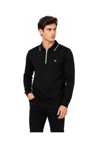 Advante Erkek Mevsimlik Spor Polo Yaka Fermuarlı Sweatshırt Bgl-st05468 Siyah