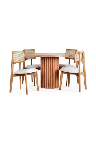 Aspendos İskandinav Natural Ahşap Masa Sandalye Takımı 90x90 Natural