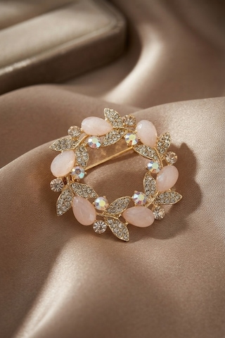 Gold Pembe Detaylı Zirkon Taşlı Broş Çok Renkli Gold Pembe Detaylı Zirkon Taşlı Broş Çok Renkli