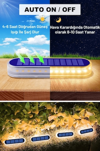 Technojet 1adet Güneş Enerjili 30ledli Premium Kalite Solar Dekoratif Zemin Bahçe Peyzaj Aydınlatma Sarı