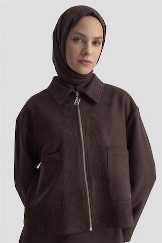 Armine Nakışlı Süet Takım 25kd1505 Kahverengi Kahverengi