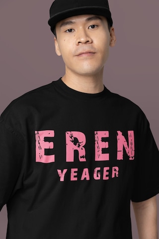 Sevbano Attack On Titan Sırt Baskılı Unisex Oversize Eren Yeager Anime Ka Siyah