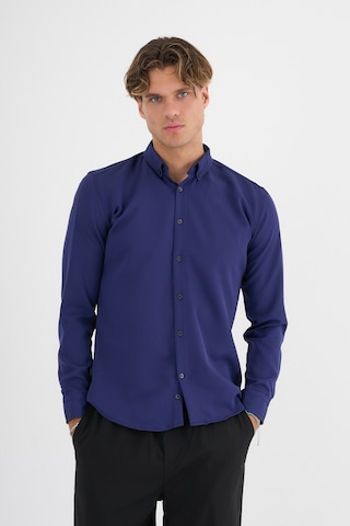 Redline Flex Slim Fit Yumuşak Kolay Ütü Nefes Alan Erkek Gömlek Mavi