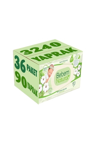 Bebem Natural Islak Bebek Mendili / Yenidoğan 90 Yaprak 36 Lı 36'lı Set