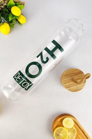 Digithome H2O Bambu Kapaklı Cam Matara 1 L - H2O75994 C1-1-18