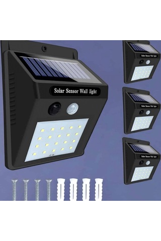 Hareket Sensörlü Solar Led Dış Mekan Lambası 3 M Pır Algılama 1200 Mah Beyaz Işık