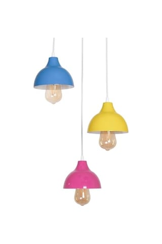 Ayrex Fer Avize Kinder Modern Tasarım Salon - Mutfak - Çocuk Odası Mavi Sarı Pembe Renk Sarkıt 3 Lü Avize Diğer