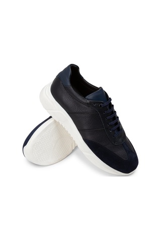 Deery Hakiki Deri Lacivert Erkek Sneaker Ayakkabı - 01961Mlcvp01 Lacivert