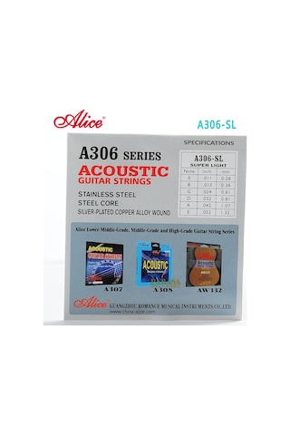 Alice A-306Sxl Gümüş Sargılı Akustik Gitar Tel Seti