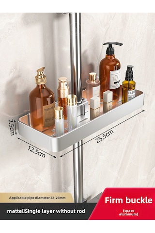 Yunboo Banyo Duş Rafı, Mat Alüminyum, Delme Olmayan Montaj, Tek Katlı, Duş Barı İçin Tutucu, Depolama Fonksiyonu Diğer