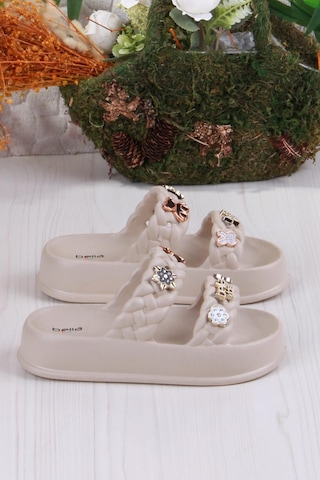 Fort Bella E423 Plaj Deniz Havuz Terliği Hafif Rahat Esnek Kız Çocuk Terlik Bej