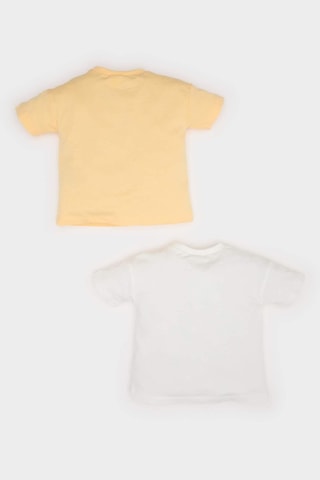 DeFacto Erkek Bebek Yenidoğan Bisiklet Yaka Dinazor Baskılı Penye 2'li Kısa Kollu Tişört E8232A525SMER98