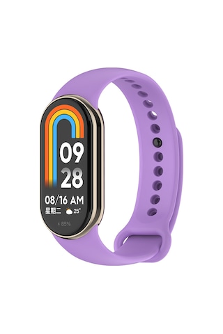Xiaomi Mi Band 8 Serisi Klasik Kordon Silikon Strap Kayış-lila